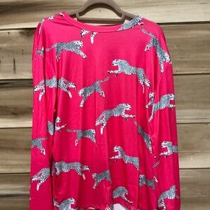 Hot Pink Leopard Print Long Sleeve Top